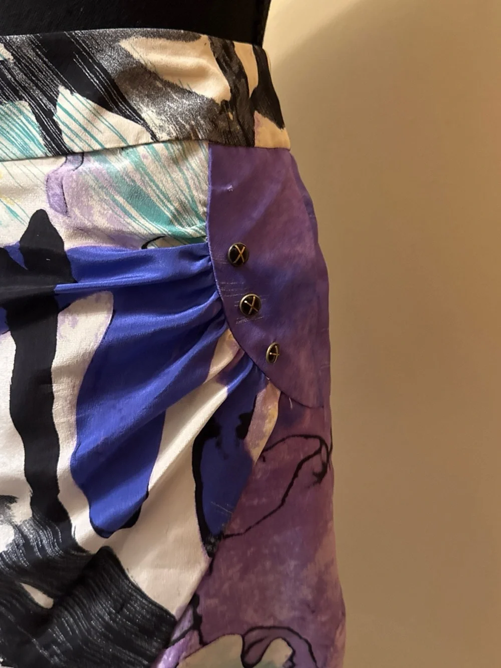 leifsdottir Abstract Brushstroke Mini Skirt in Purple, White & Black